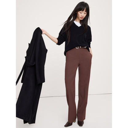 Women's Ultra High-Rise Modern Straight Italian Lightweight Wool Pant