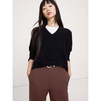 Women's Ultra High-Rise Modern Straight Italian Lightweight Wool Pant