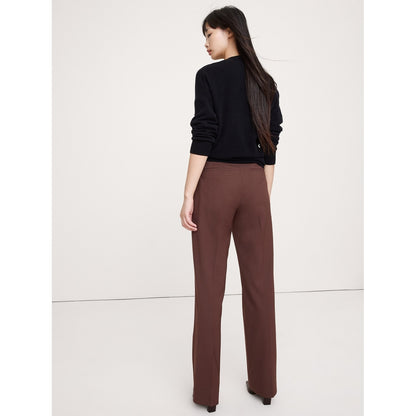 Women's Ultra High-Rise Modern Straight Italian Lightweight Wool Pant