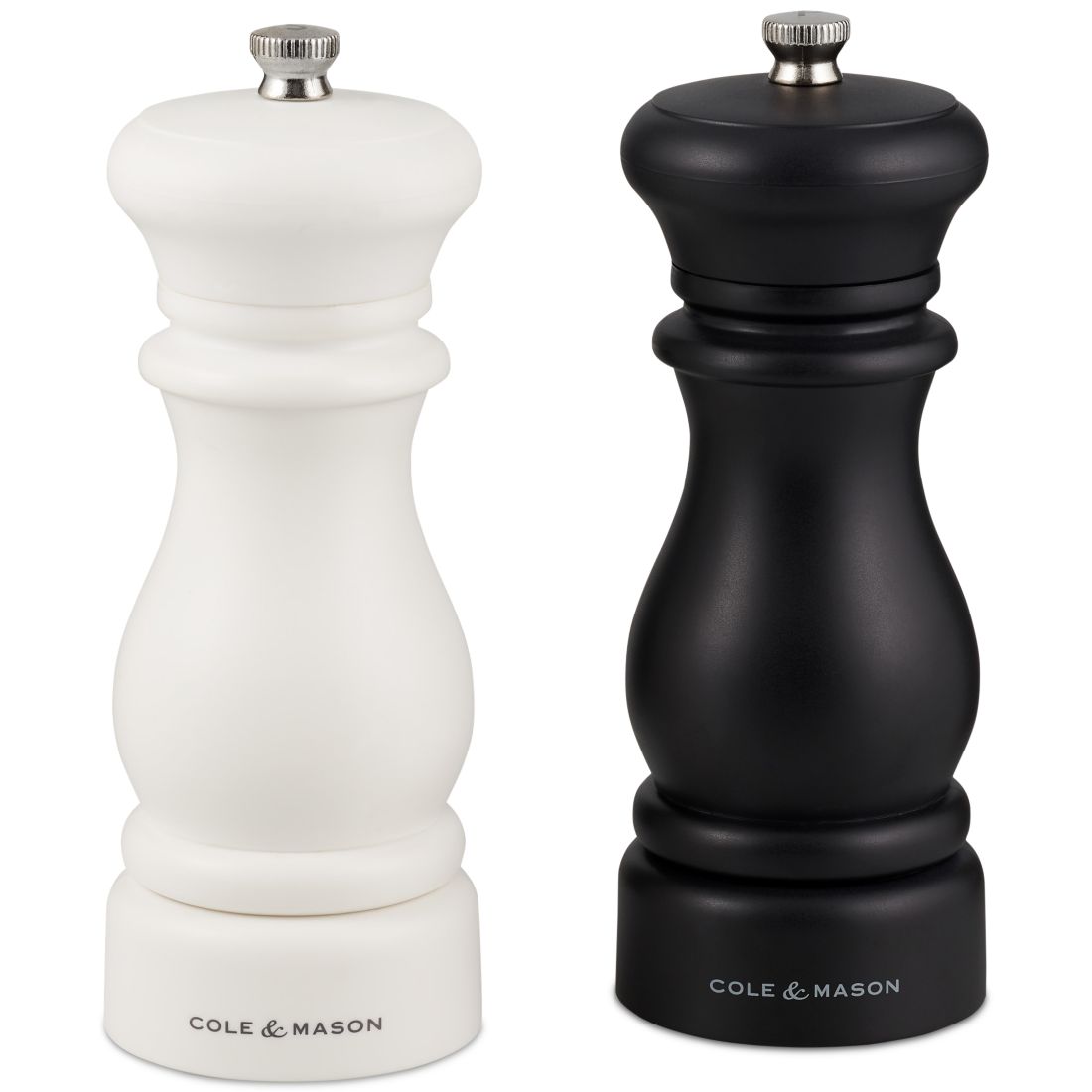 Cole & Mason Southwold Classic Salt & Pepper Mill Gift Set, Black/White - Black/ White