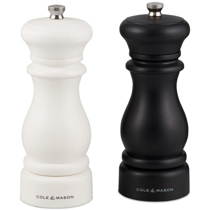 Cole & Mason Southwold Classic Salt & Pepper Mill Gift Set, Black/White - Black/ White