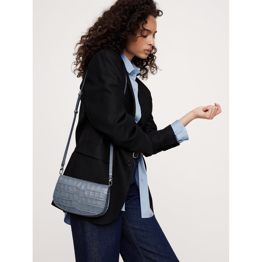 Embossed Leather Crossbody Bag