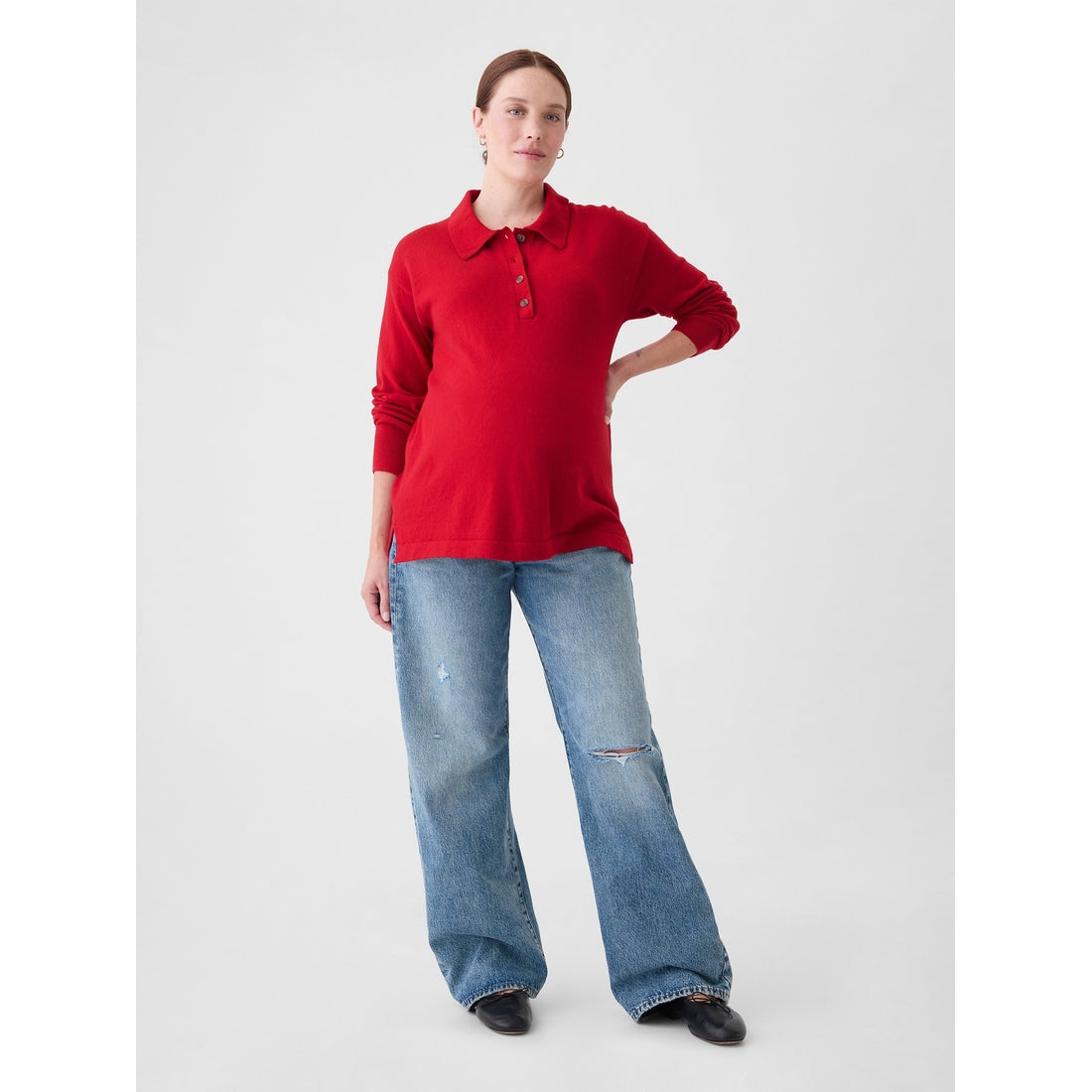 Maternity CashSoft Polo Shirt Sweater