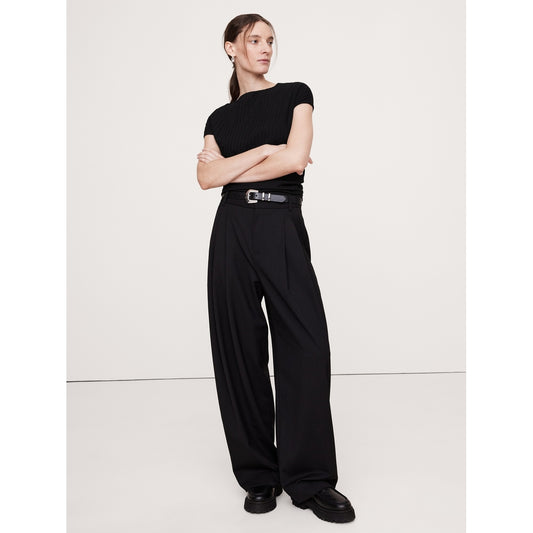 Wide Ribbed Draped Top