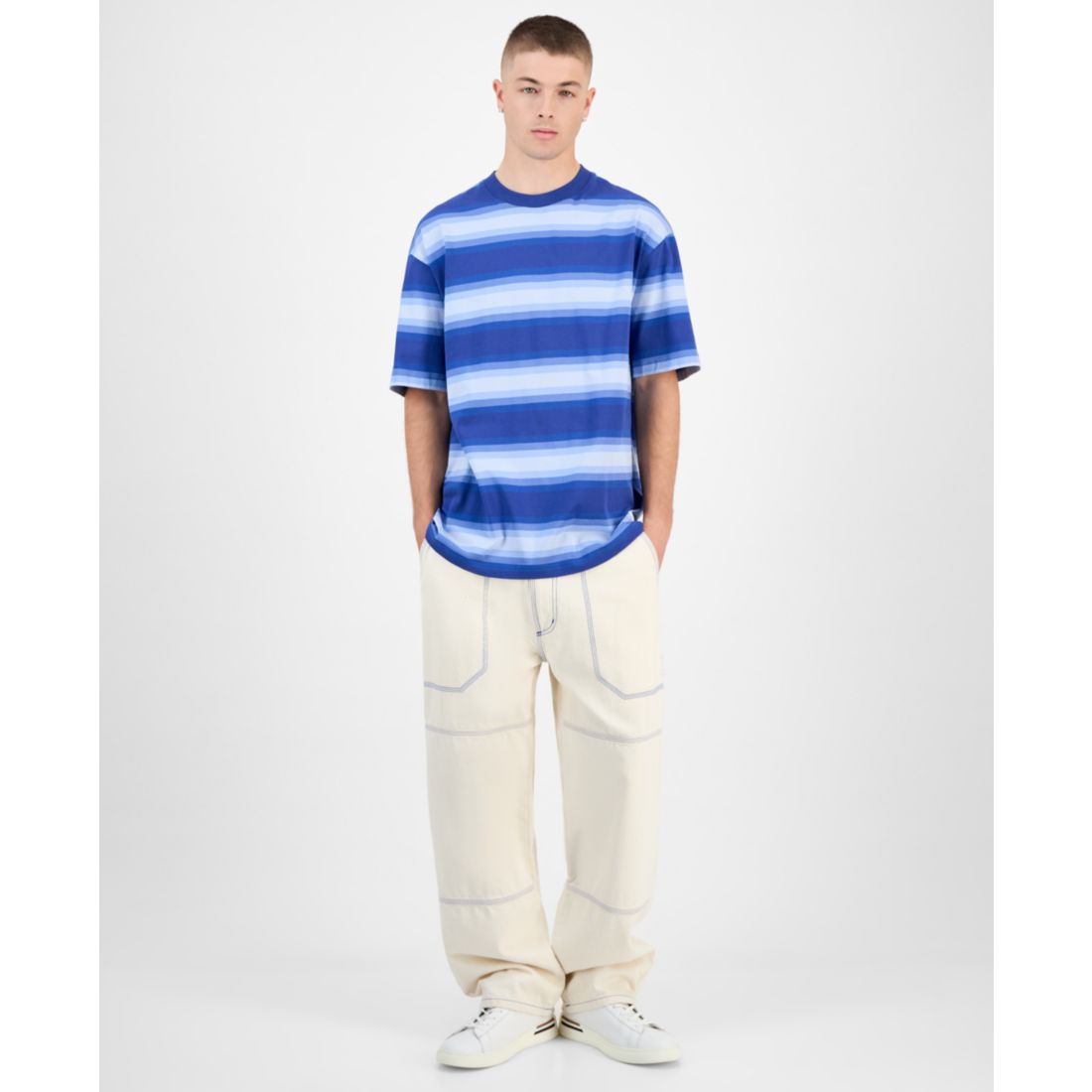 Hugo Boss Men's Cotton Nisote Striped Crewneck T-Shirt