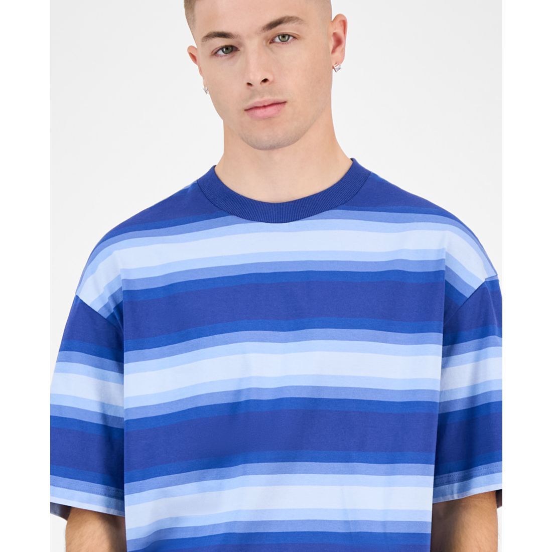 Hugo Boss Men's Cotton Nisote Striped Crewneck T-Shirt