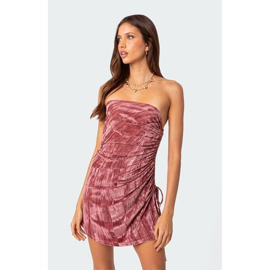Edikted Women's Crushed Velvet Drawstring Mini Dress