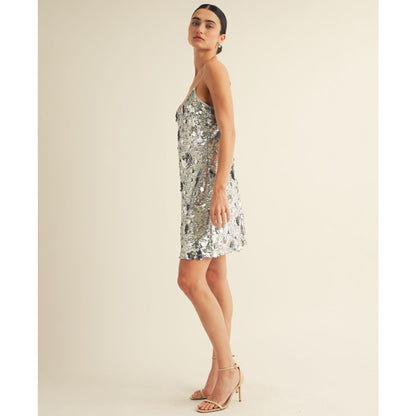 Arose Studio, Inc Women's Sweetheart Neck Dainty Sequin Slip Mini Dress