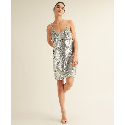 Arose Studio, Inc Women's Sweetheart Neck Dainty Sequin Slip Mini Dress