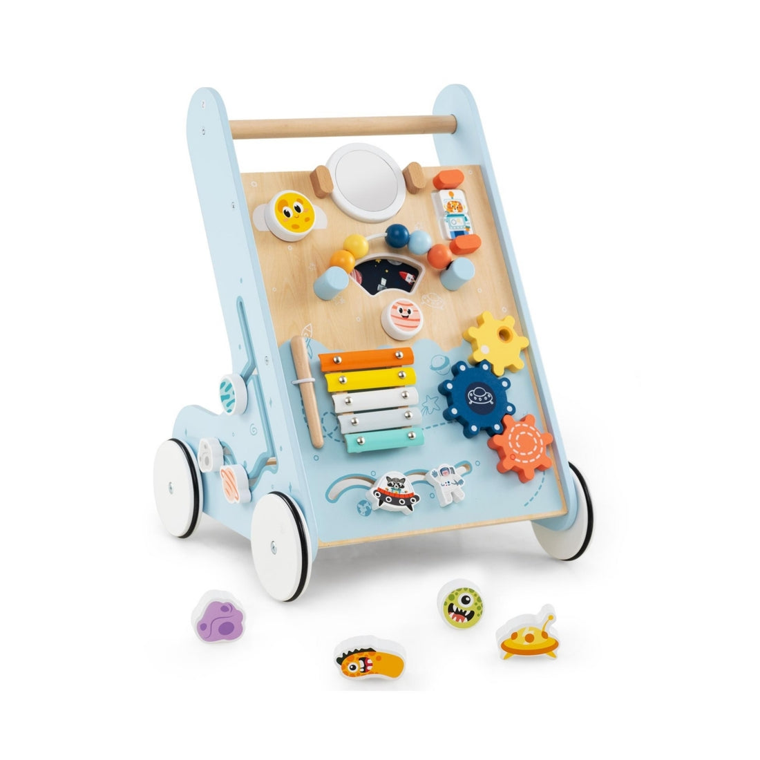 Slickblue Kids Walker Push and Pull Learning Activity Center with Wheels 1+ Years Old