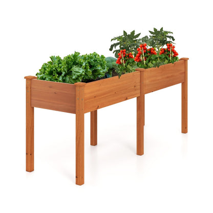 Slickblue Outdoor Raised Garden Bed with Divider Panel and Drainage Holes