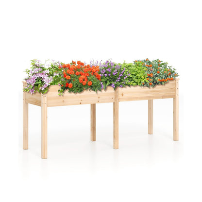 Slickblue Outdoor Raised Garden Bed with Divider Panel and Drainage Holes