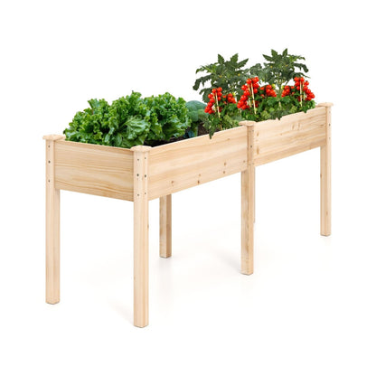 Slickblue Outdoor Raised Garden Bed with Divider Panel and Drainage Holes