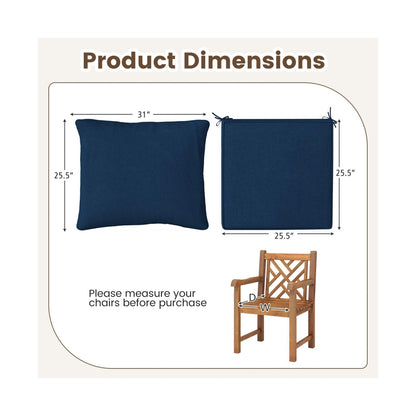 Deep Seat Chair Cushion Pads Set with Rope Belts for Indoor and Outdoor