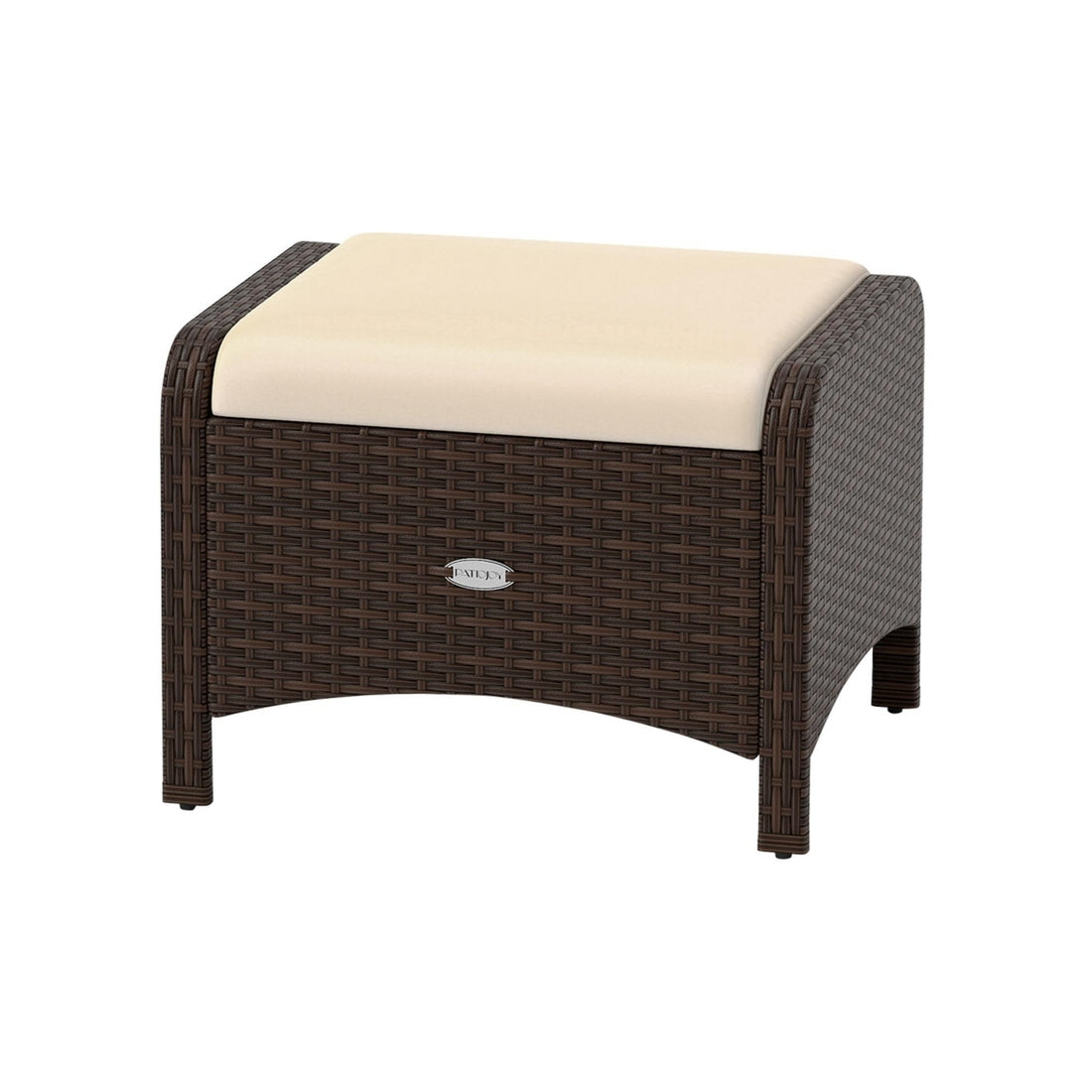 2 Pieces Outdoor Patio Pe Wicker Ottomans with Removable Cushions