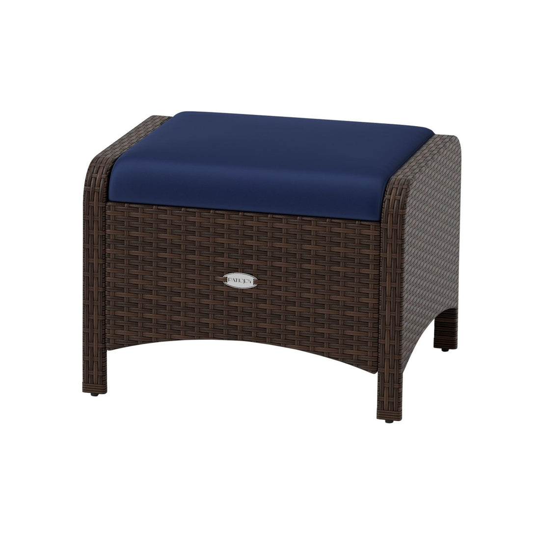 2 Pieces Outdoor Patio Pe Wicker Ottomans with Removable Cushions