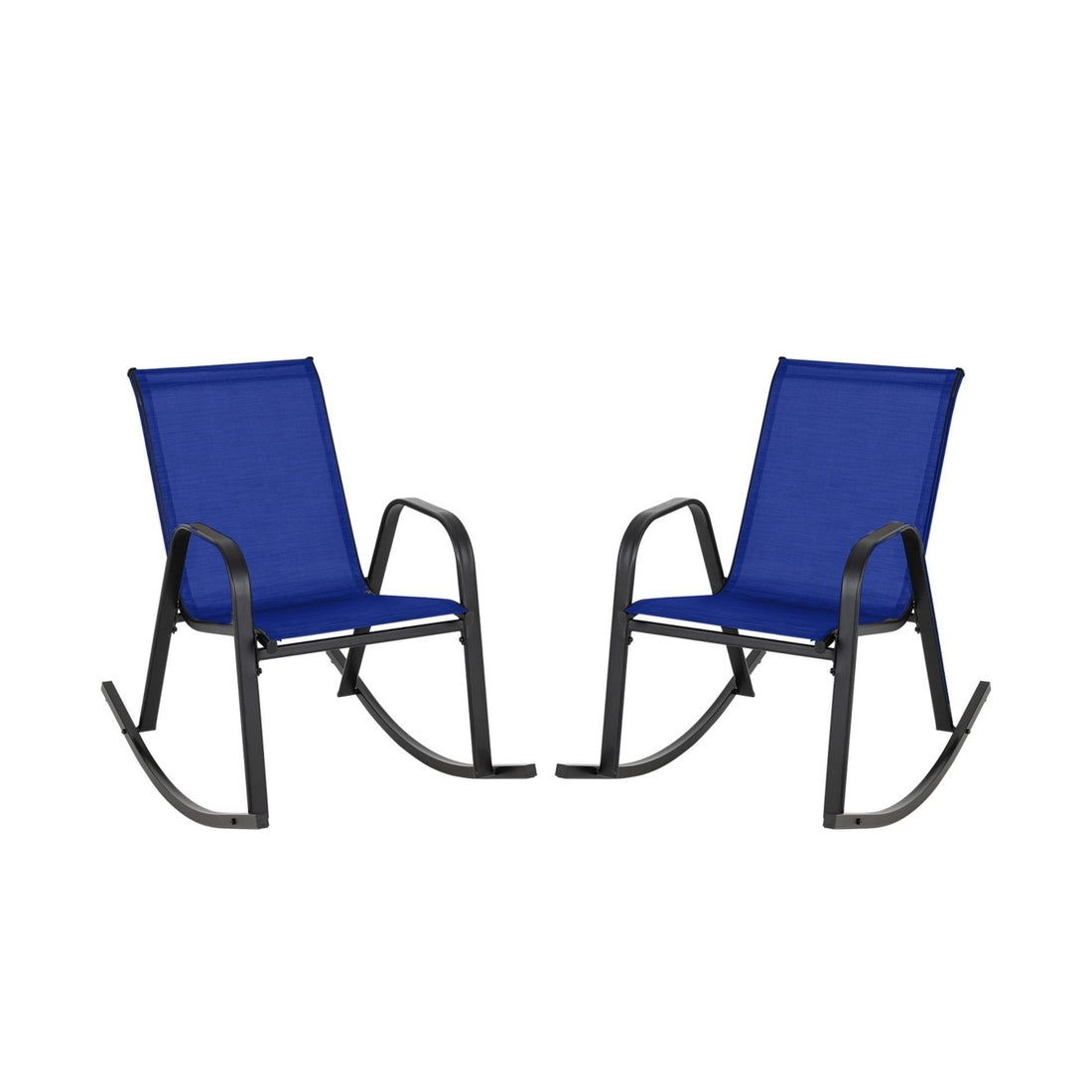 Set of 2 Metal Patio Rocking Chair with Breathable Seat Fabric
