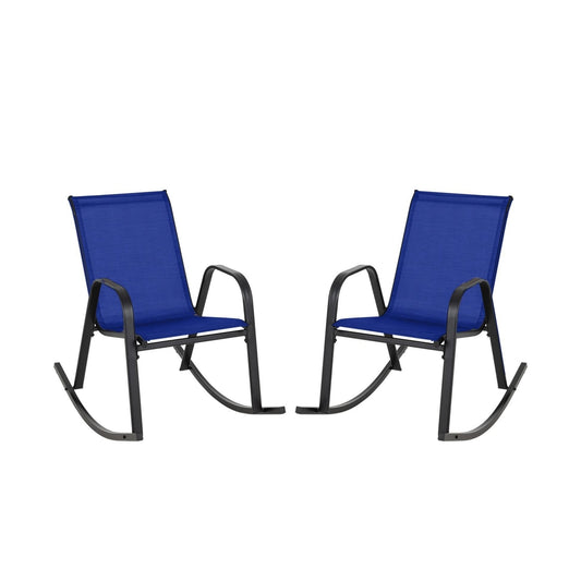 Set of 2 Metal Patio Rocking Chair with Breathable Seat Fabric