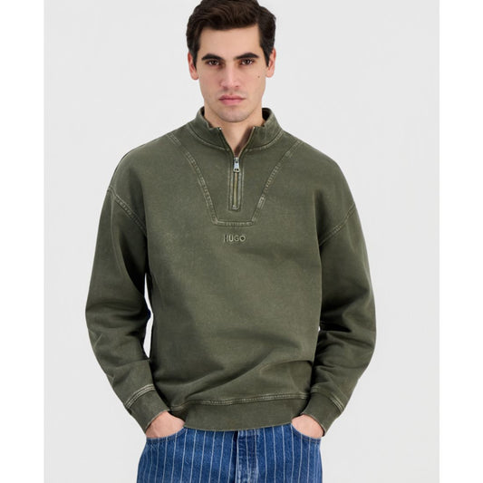 Hugo Boss Men's Distressed Logo Quarter-Zip Sweater