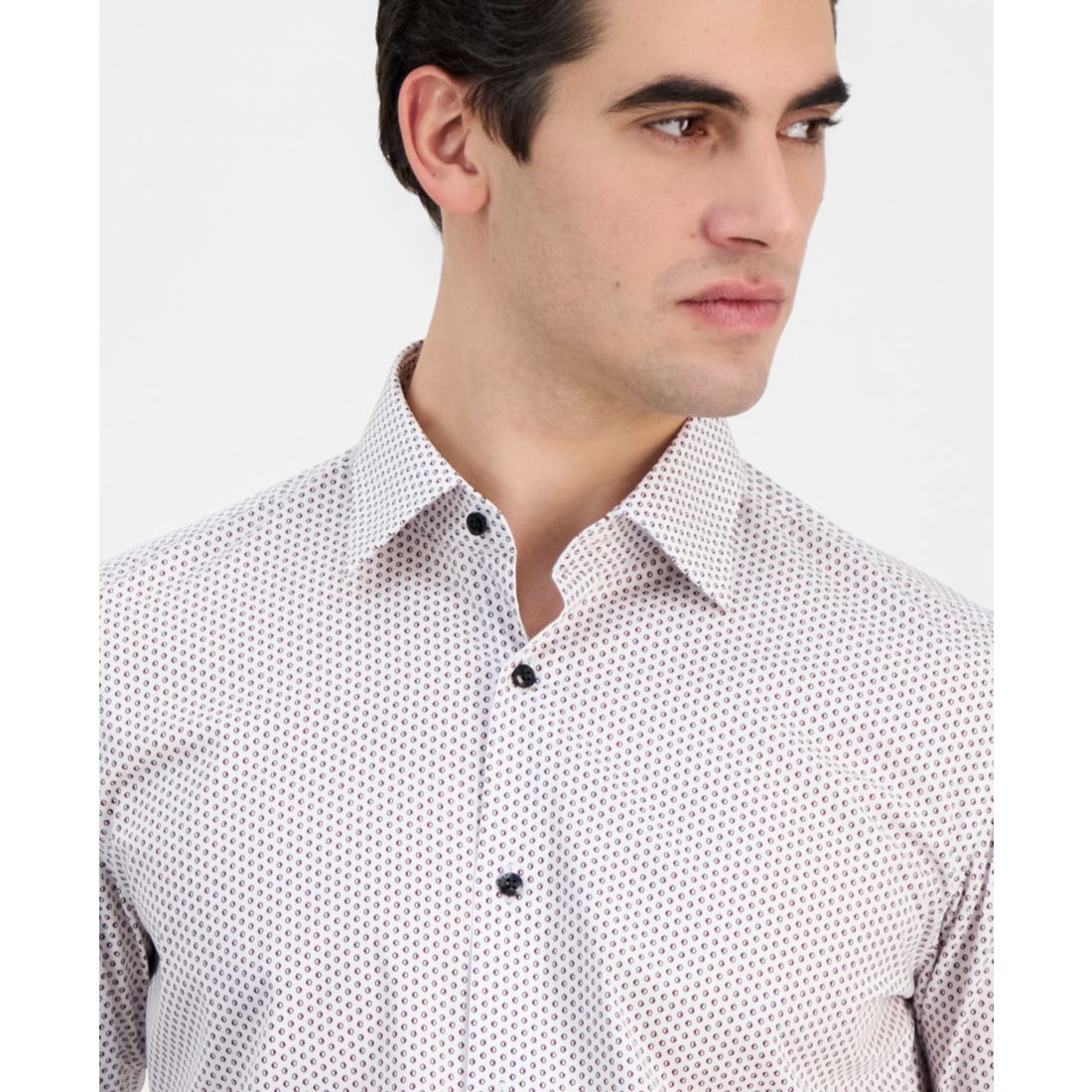 Men's Modern-Fit Circle Print Dress Shirt