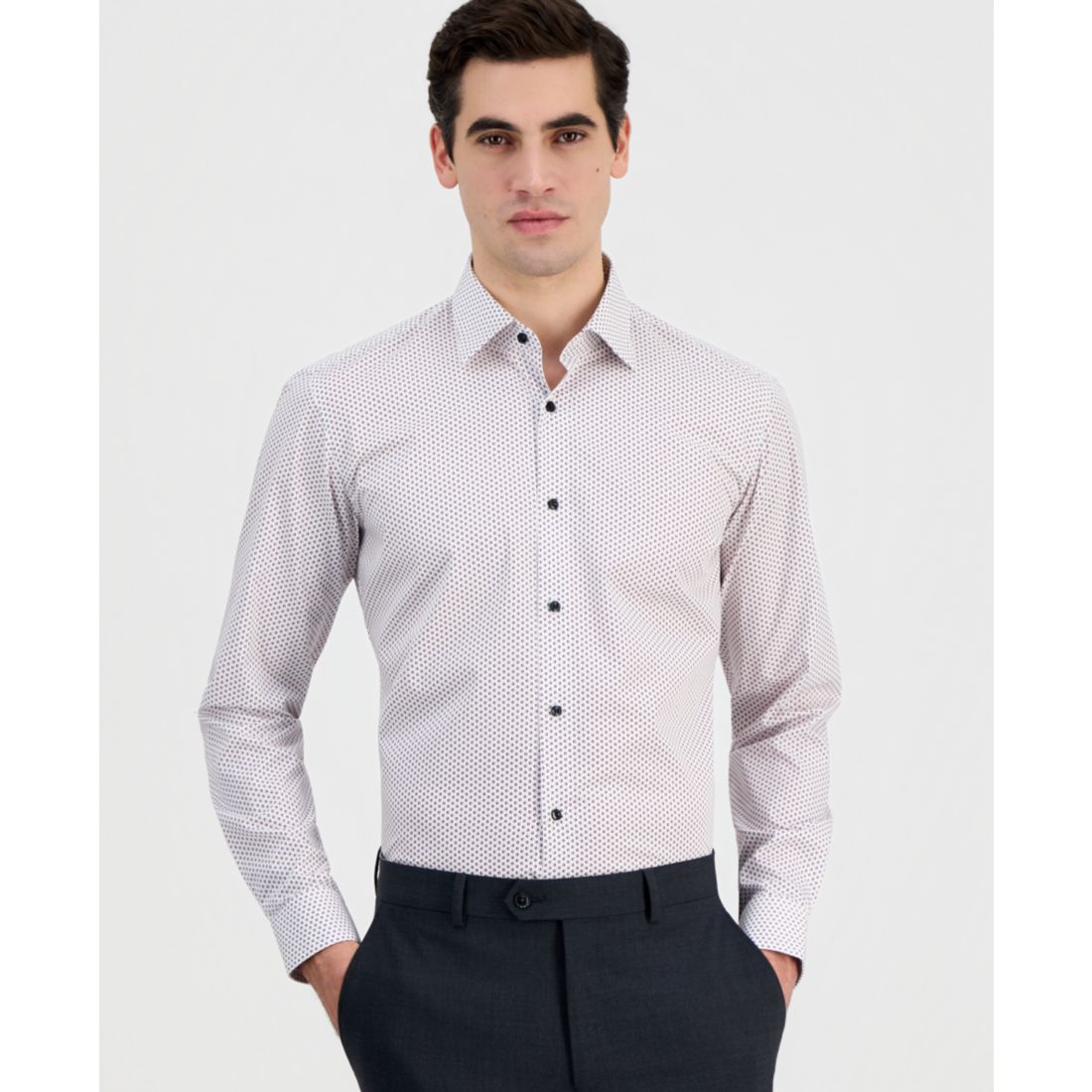 Men's Modern-Fit Circle Print Dress Shirt