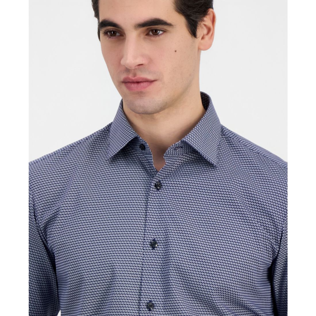 Men's Modern-Fit Circle Print Dress Shirt