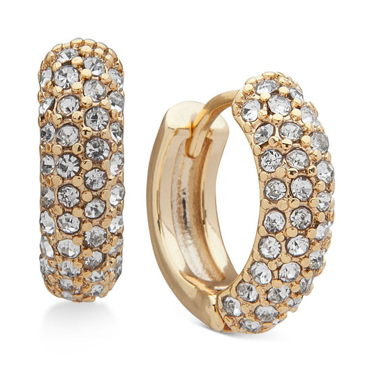 Dkny Gold-Tone Small Micropave Huggie Hoop Earrings, 7/10"