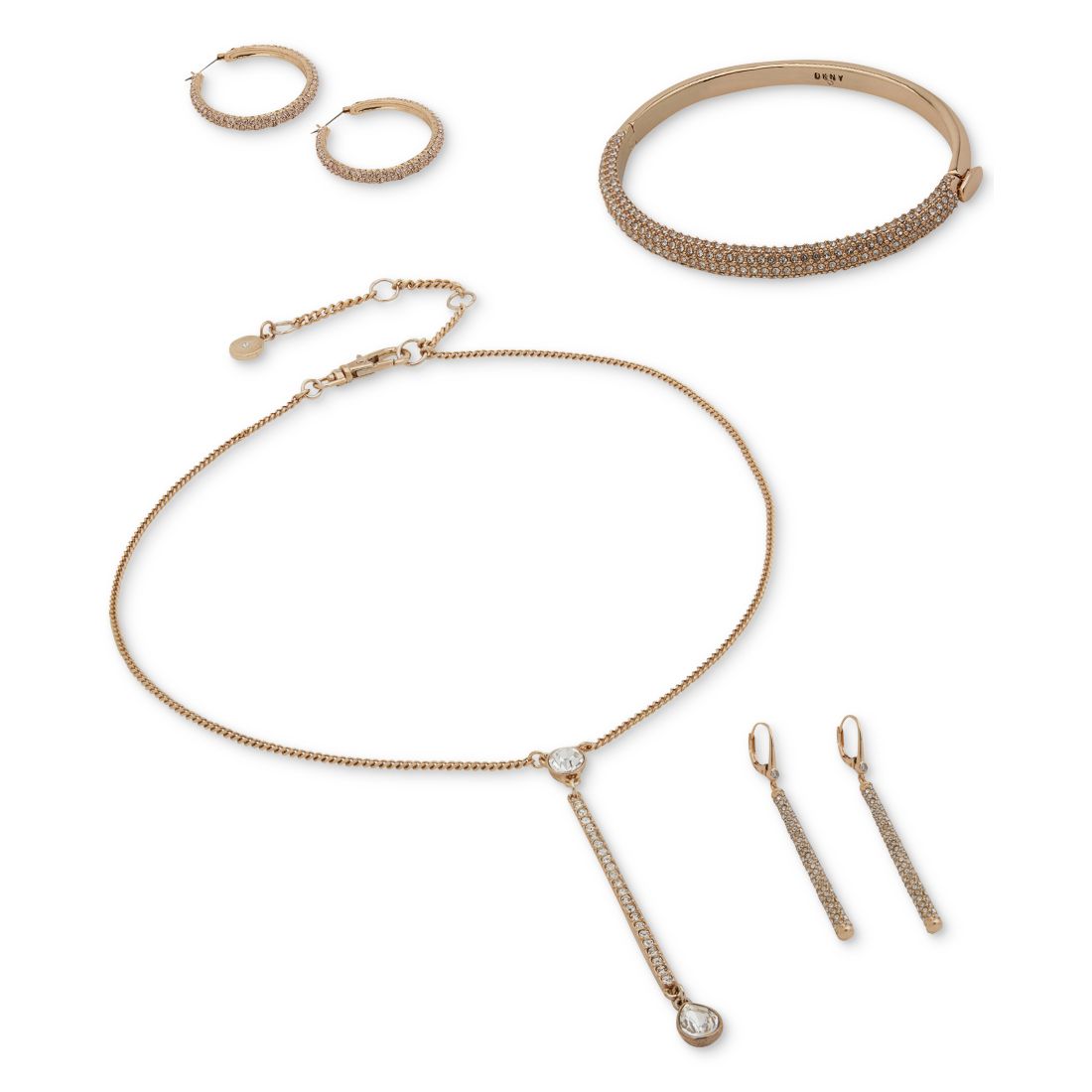 Dkny Gold-Tone Small Micropave Huggie Hoop Earrings, 7/10"