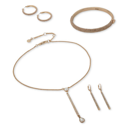 Dkny Gold-Tone Small Micropave Huggie Hoop Earrings, 7/10"