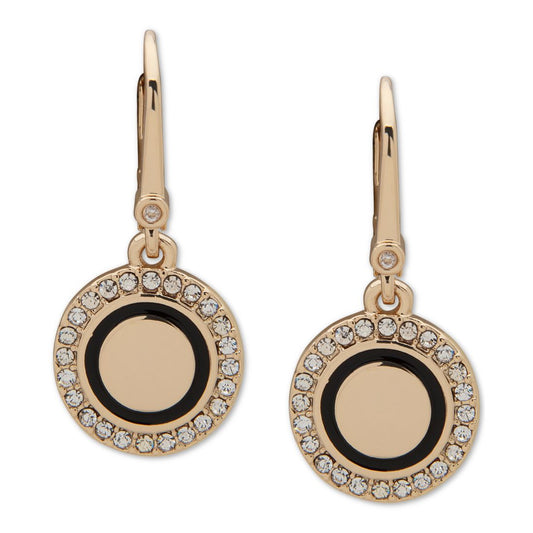 Dkny Gold-Tone Pave & Colored Circle Drop Earrings