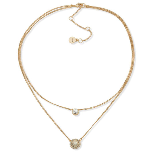 Dkny Emerald Gold-Tone 2-Row Pendant Necklace