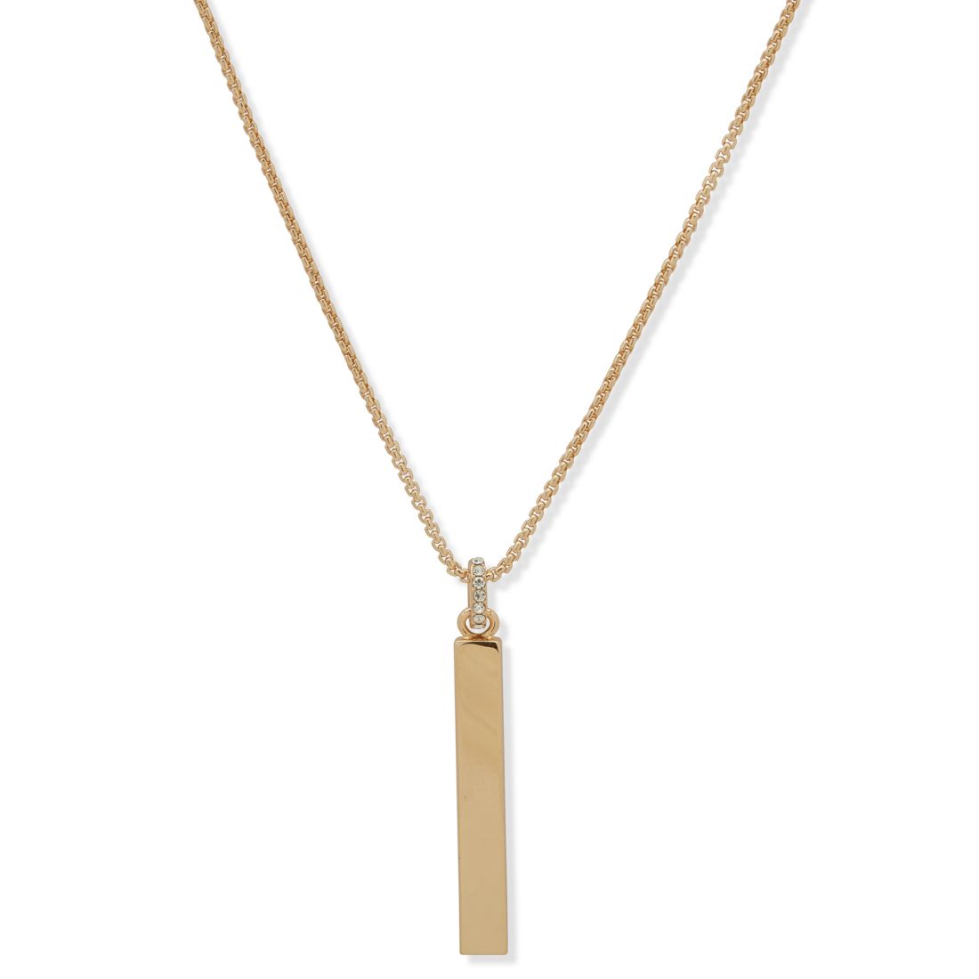 Dkny Gold-Tone Polished Long Bar Pendant Necklace
