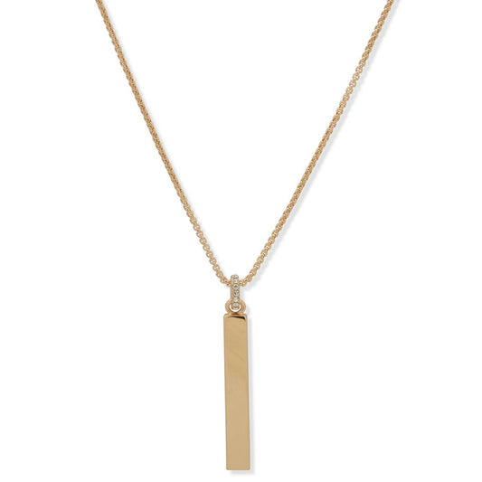 Dkny Gold-Tone Polished Long Bar Pendant Necklace