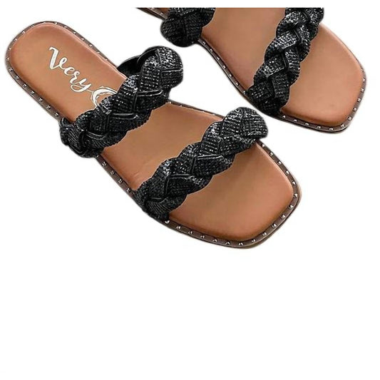 Women's Twisty Rhinestone Braided Sandals In Black