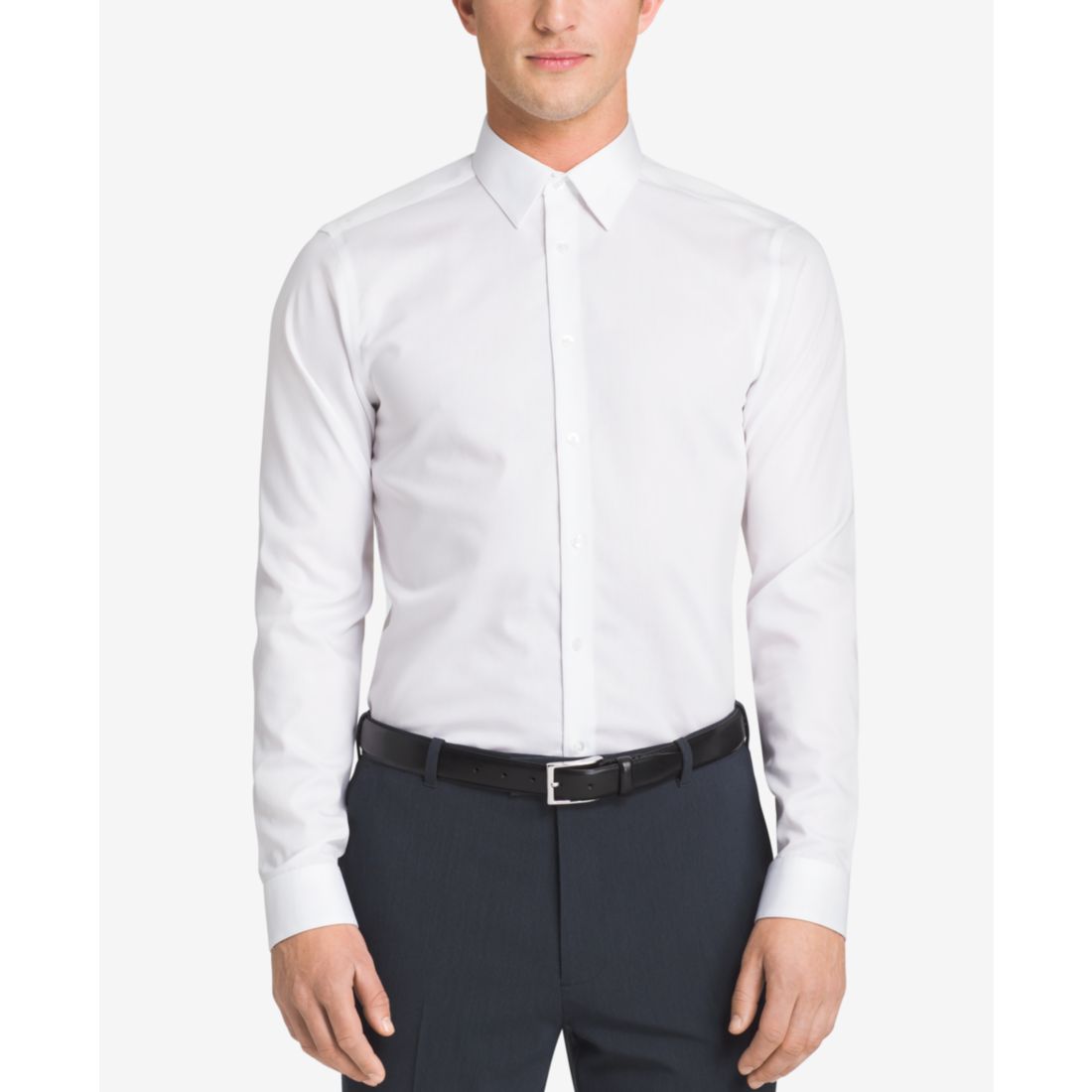 Calvin Klein Steel Men's Slim-Fit Non-Iron Herringbone Dress Shirt