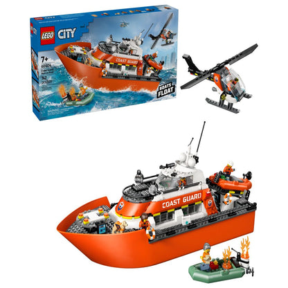 Lego City Coast Guard Rescue Boat Helicopter Building Set 60504, 742 Pieces