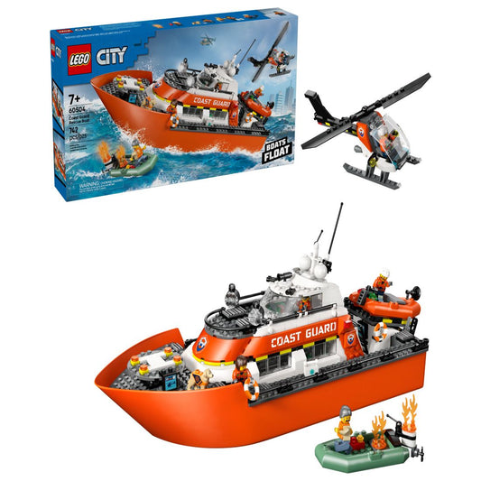 Lego City Coast Guard Rescue Boat Helicopter Building Set 60504, 742 Pieces