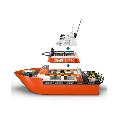 Lego City Coast Guard Rescue Boat Helicopter Building Set 60504, 742 Pieces