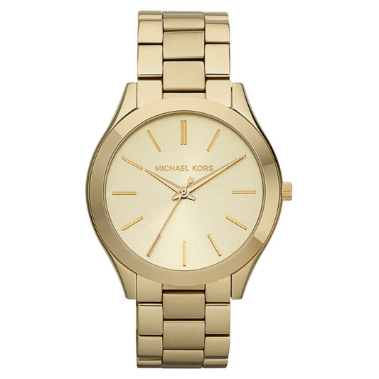 Michael Kors Unisex Slim Runway Gold-Tone Stainless Steel Bracelet Watch 42mm