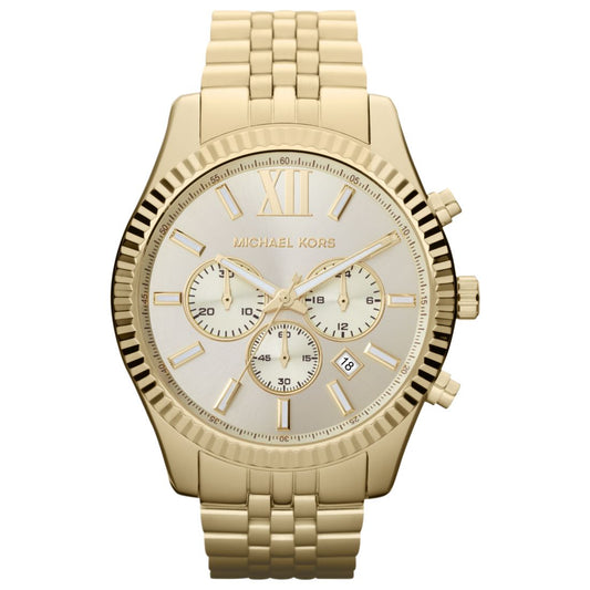 Michael Kors Men's Chronograph Lexington Gold-Tone Stainless Steel Bracelet Watch 45mm MK8281