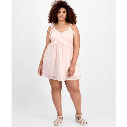 And Now This Trendy Plus Size V-Neck Ruffle-Trim Mini Dress, Exclusively at Macy's
