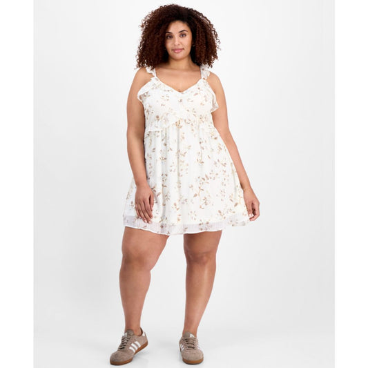 And Now This Trendy Plus Size V-Neck Ruffle-Trim Mini Dress, Exclusively at Macy's