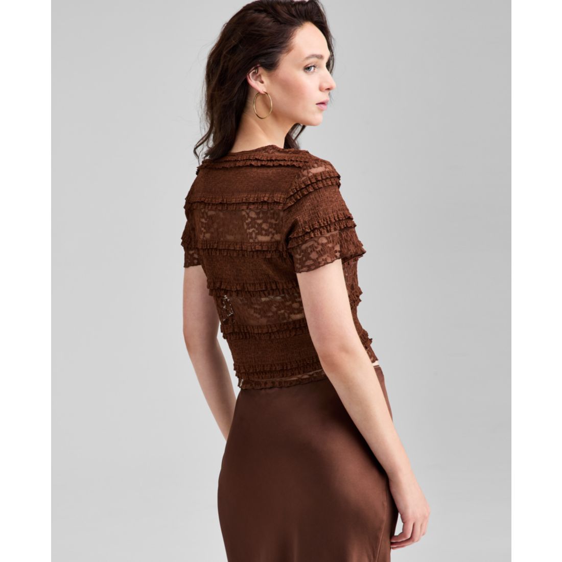 And Now This Women's Scoop-Neck Short-Sleeve Lace Top, Exclusively at Macy's