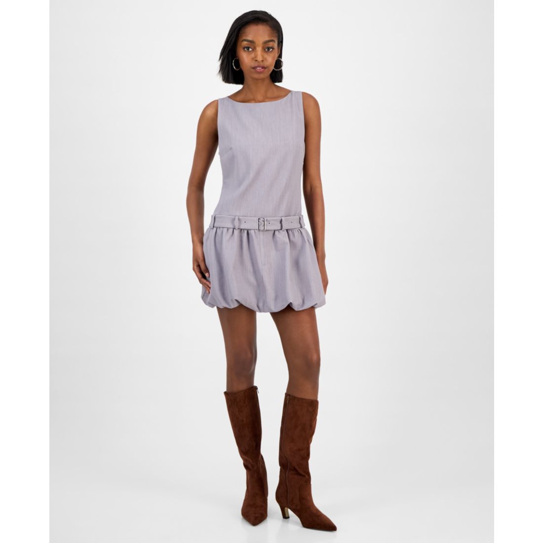 Bar Iii Women's Belted Bubble-Hem Minidress, Macy's Exclusive