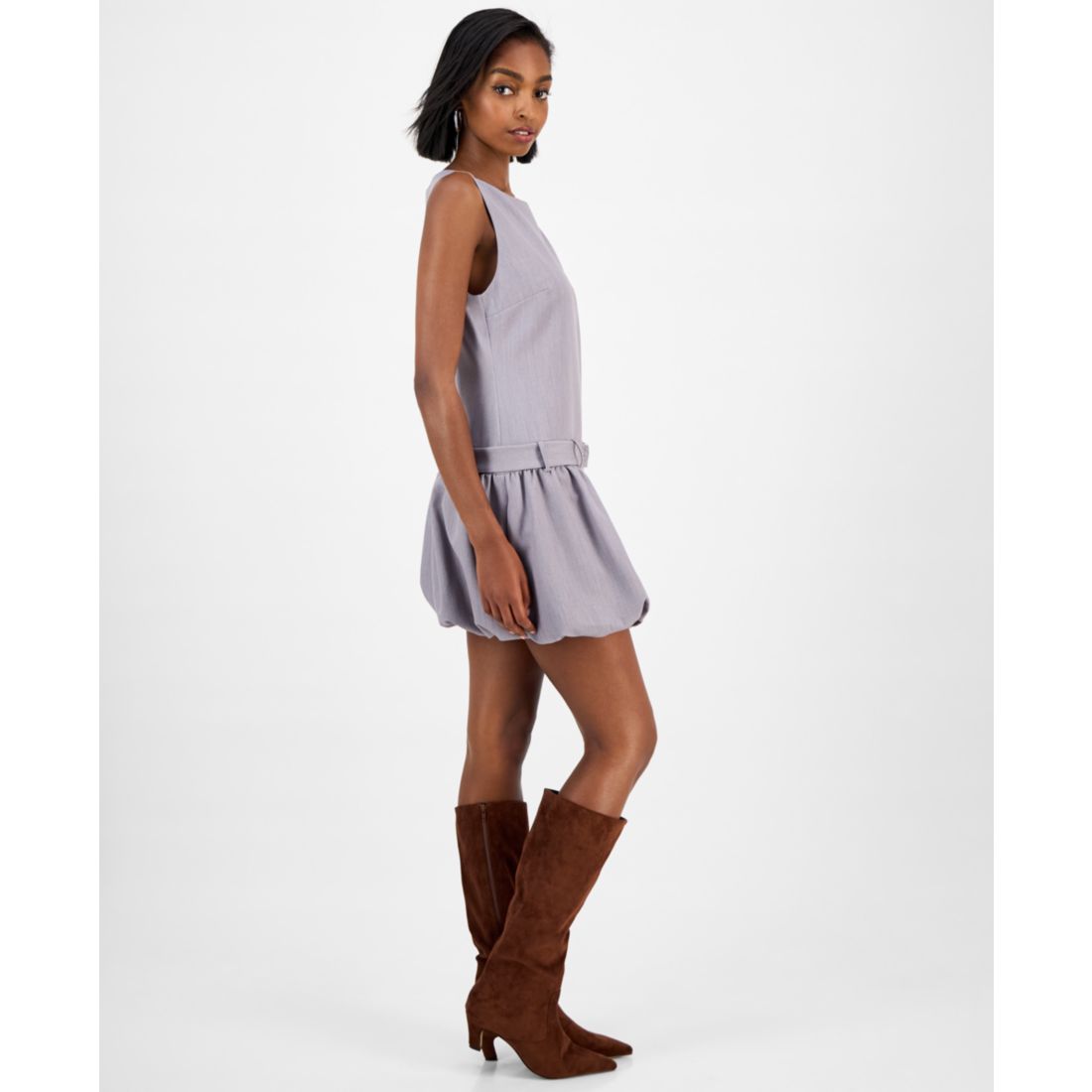Bar Iii Women's Belted Bubble-Hem Minidress, Macy's Exclusive