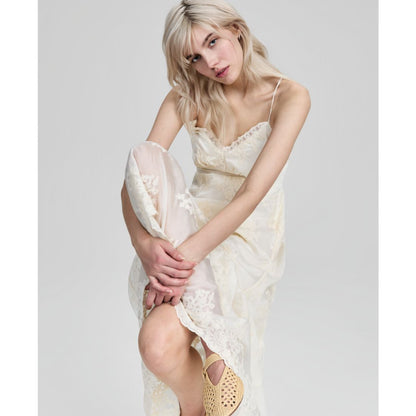 And Now This Women's Embroidered Ruffle-Tiered Maxi Dress, Macy's Exclusive