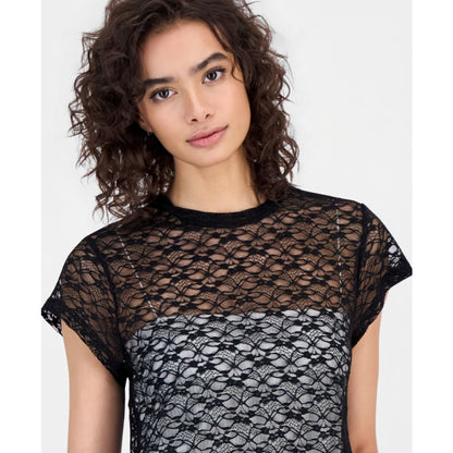 Bar Iii Women's Boxy Lace T-Shirt, Macy's Exclusive