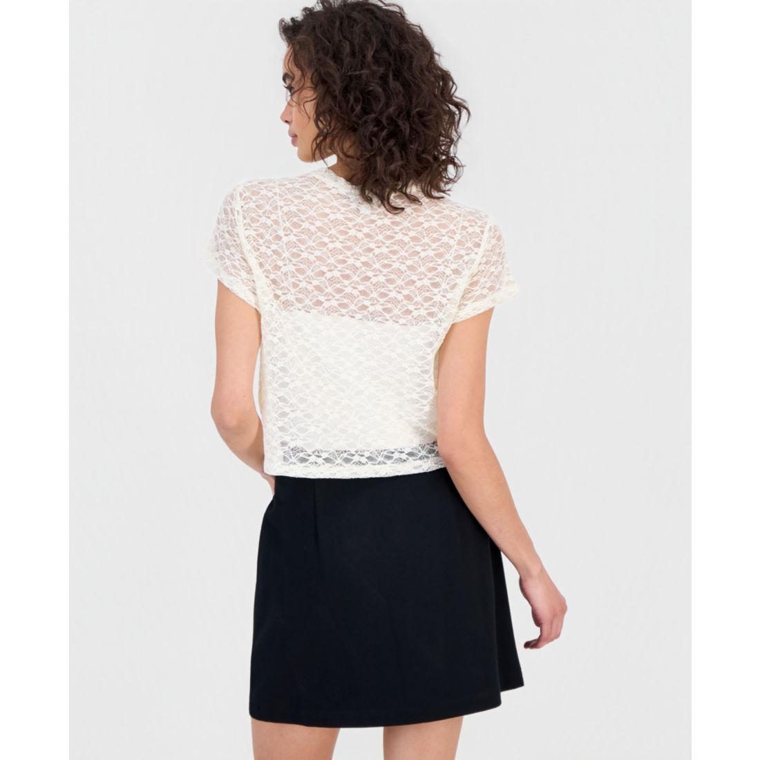 Bar Iii Women's Boxy Lace T-Shirt, Macy's Exclusive