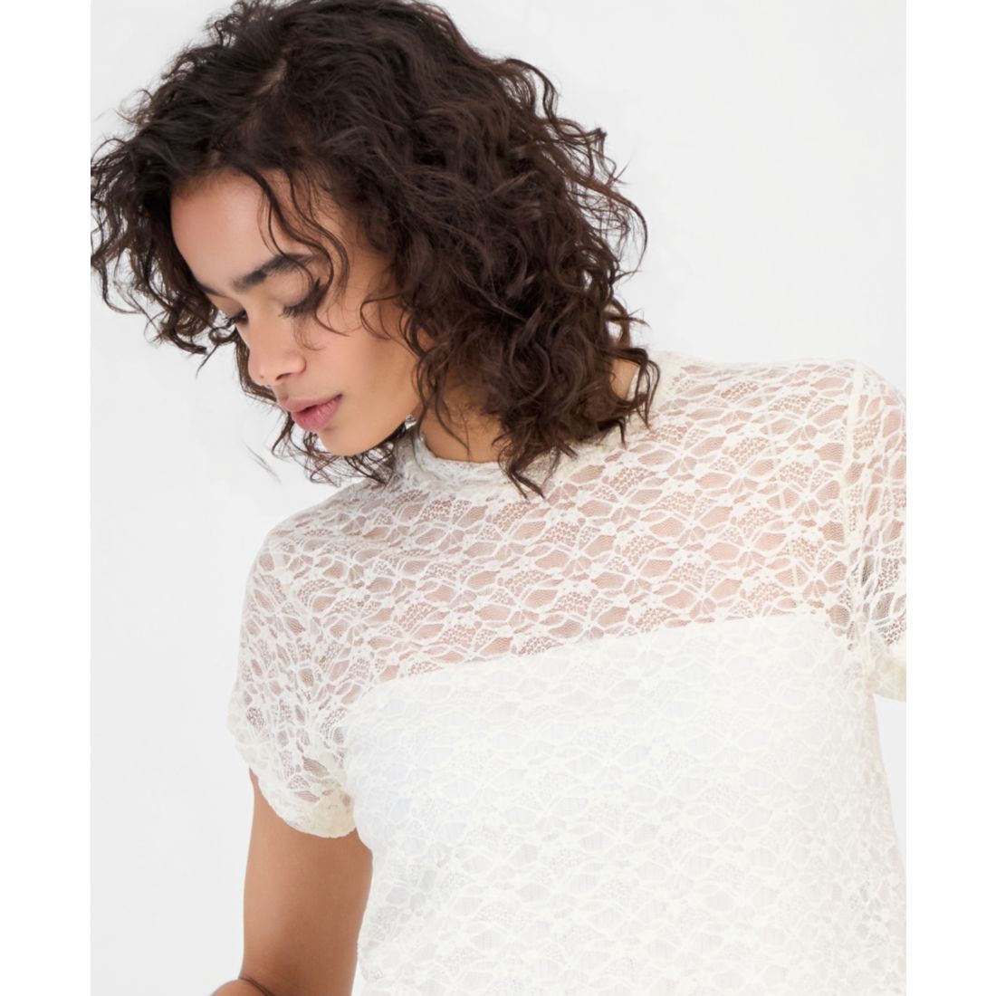 Bar Iii Women's Boxy Lace T-Shirt, Macy's Exclusive