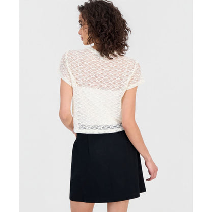 Bar Iii Women's Boxy Lace T-Shirt, Macy's Exclusive